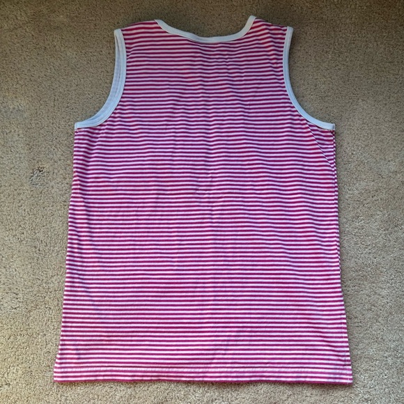 Izod Women’s Pink & White Striped Basic Tank Top - Size L - VGUC - 100% Cotton - Picture 2 of 5